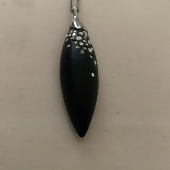 Alexis Bittar black lucite rhinestone encrusted sphere necklace Statement piece! - Picture 2 of 2